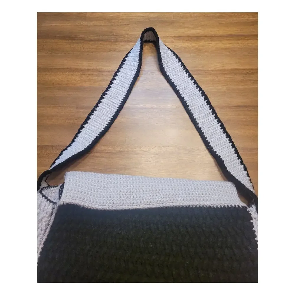 Granny Boho Hobo Crochet Shoulder Beach Bag Tote Crossbody Bag Handmade Black